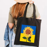 Ukraine Flag Sunflower Girl Canvas Shoulder Bag