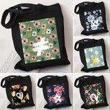 Graffiti Flower Smiley Face Women Canvas Shoulder Bags Eco Shopper Totes