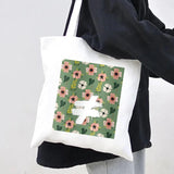Abstract Floral Smiley Face Women Canvas Shoulder Bag