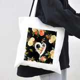 Abstract Floral Smiley Face Women Canvas Shoulder Bag