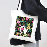 Abstract Floral Smiley Face Women Canvas Shoulder Bag