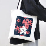 Abstract Floral Smiley Face Women Canvas Shoulder Bag