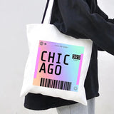 London York Paris Boarding Pass Rainbow Women Canvas Shoulder Bag