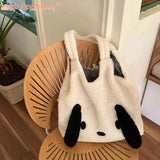 Fluffy Female Underarm Bag Animal Pattern Large Capacity Soft Casual