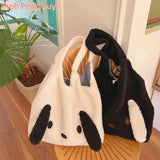 Fluffy Female Underarm Bag Animal Pattern Large Capacity Soft Casual