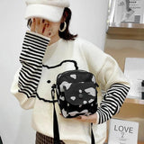 Cow Print Small Square Bag Canvas Crossbody Bag For Women