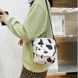 Cow Print Small Square Bag Canvas Crossbody Bag For Women