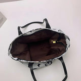 Canvas Animal Print Shoulder Bag for Women, Large Capacity Tote