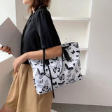 Canvas Animal Print Shoulder Bag for Women, Large Capacity Tote