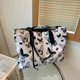 Canvas Animal Print Shoulder Bag for Women, Large Capacity Tote