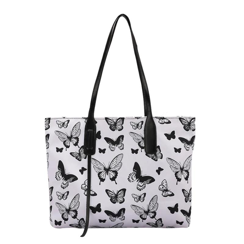 Canvas Animal Print Shoulder Bag for Women, Large Capacity Tote