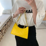 Embossed PU Leather Chain Shoulder Bag Zipper