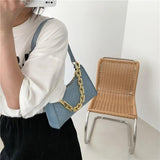 Embossed PU Leather Chain Shoulder Bag Zipper