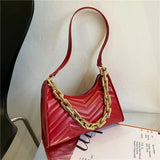 Embossed PU Leather Chain Shoulder Bag Zipper