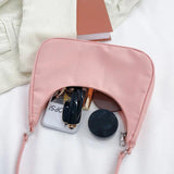 Solid Shoulder Bag Women Underarm Bag Ladies Top-handle Clutches in Beige Pink