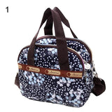 Floral Print Women Pocket Zipper Tote Handbag Nylon Crossbody Bag