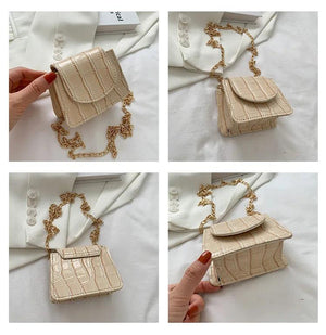 Stone Pattern Shoulder Bag Chain Shoulder Bag