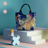 Peafowl Embroidery Canvas Top-Handle Bag