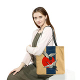 Animal Print Tote Bag Large Capacity Foldable Handbag Red Crowned Crane