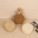 Round Straw Bag Woven Beach Crossbody Rattan Knitted Handbag