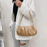Women's Casual Leather Shoulder Bag - Brown