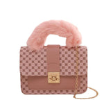 Plush Small Square Bag Mini Handbag Chain Bag Crossbody Bags