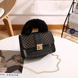 Plush Small Square Bag Mini Handbag Chain Bag Crossbody Bags