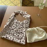 Leisure Shoulder Bag Woven Lace Flower Crochet Hook Cotton Handbags