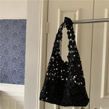 Leisure Shoulder Bag Woven Lace Flower Crochet Hook Cotton Handbags