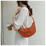 Crescent Embroidery Thread Shoulder Bag Women Handbag