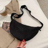 Crescent Embroidery Thread Shoulder Bag Women Handbag