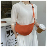 Crescent Embroidery Thread Shoulder Bag Women Handbag