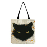 Cute Cat Ladies Tote Bag - High Capacity Animal Print Handbag