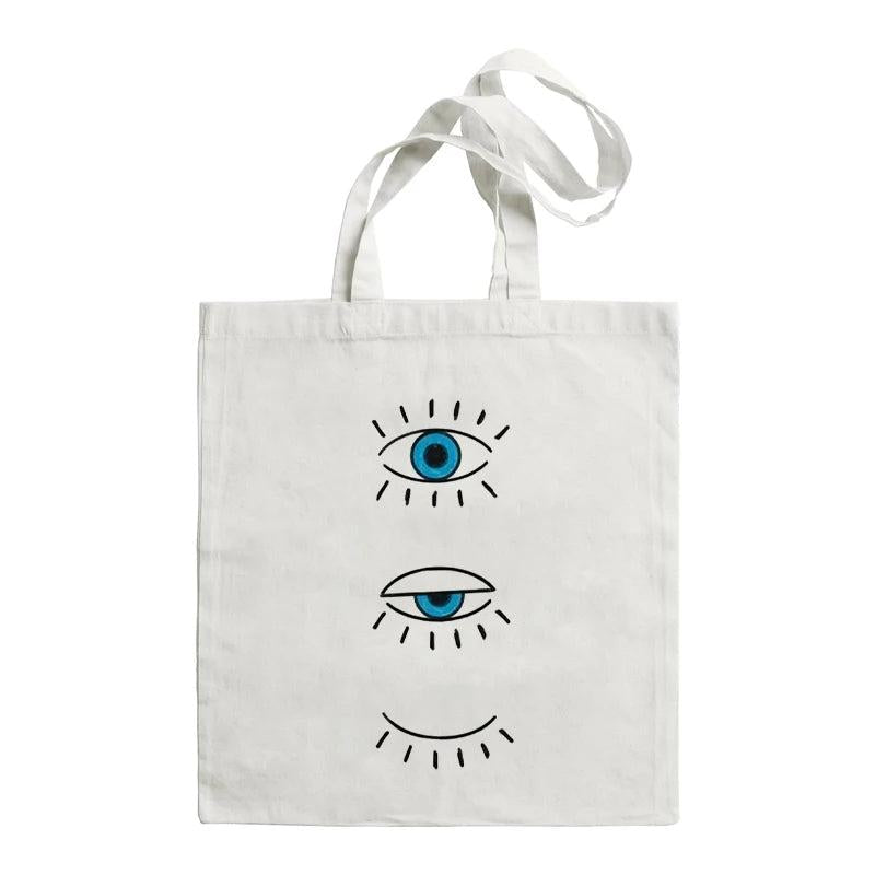 Women Tote Handbag Evil Eye Large Capacity Foldable Canvas Handbags