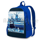 Vintage Dutch Delft Windmill Outdoor Backpack
