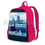 Vintage Dutch Delft Windmill Outdoor Backpack