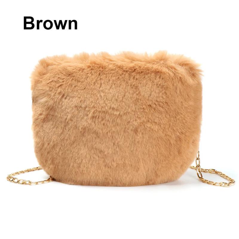 Leopard Shoulder Bag Fluffy Plush Autumn Winter Vintage Handbags