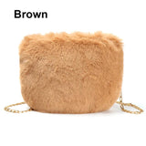 Leopard Shoulder Bag Fluffy Plush Autumn Winter Vintage Handbags