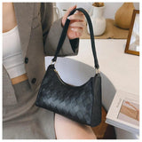 Plaid Pattern Bags Woven PU Leather Shoulder Bags for Women Handbag