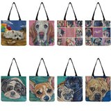 Animal Shoulder Bag Cartoon Oil Painting Dog Ladies Leisure Shopping Bag
