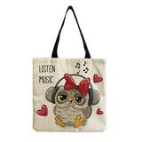 Travel Ladies Owl Print Shoulder Bag Eco Friendly Tote Handbag