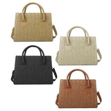 Summer Straw Shoulder Bag Large Capacity Top Handle Purse Rattan Basket Tote