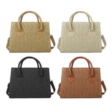 Summer Straw Shoulder Bag Large Capacity Top Handle Purse Rattan Basket Tote