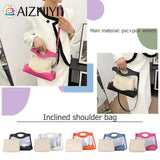 Female Two Piece Set PVC Shoulder Messenger Heart Bag
