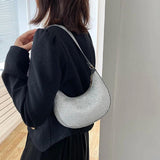 Women's PU Leather Shoulder Bag Retro Casual Handbag Glitter Sequin Clutch
