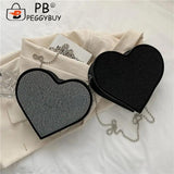 Heart Shaped Rhinestones Shoulder Bag for Women