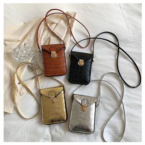 Crocodile Leather Women Handbag Clutch Purse Flap Silver Shoulder Bag