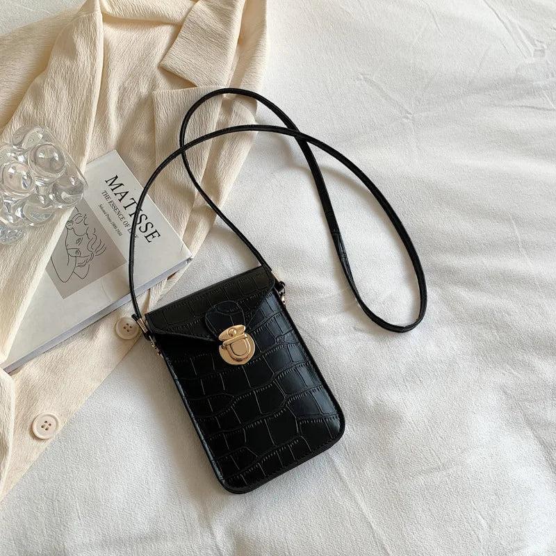 Crocodile Leather Women Handbag Clutch Purse Flap Silver Shoulder Bag