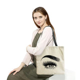 Eco-Friendly Portable Art Eyelashes Print Teacher Gift Tote Bag