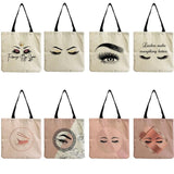 Eco-Friendly Portable Art Eyelashes Print Teacher Gift Tote Bag